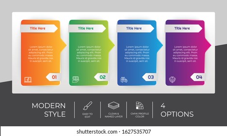 4 Step or Process Infographic With Square Layout and Chart Design