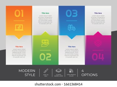 4 Step or Process Infographic With Square Layout and Chart Design