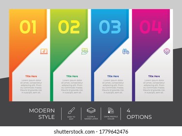 4 Step or Process Infographic With Square Layout and Chart Design