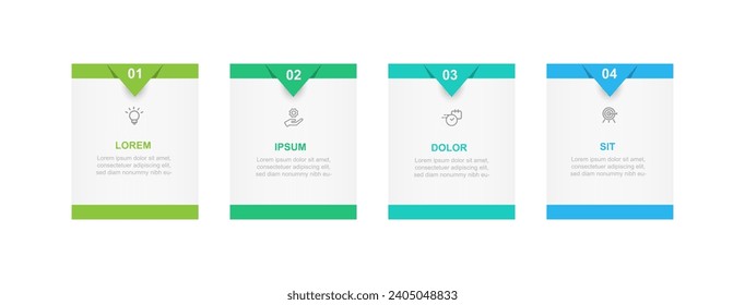 4 step process infographic template vector element with icons suitable for web presentation and business information 
