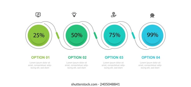 4 step process infographic template vector element with icons suitable for web presentation and business information 