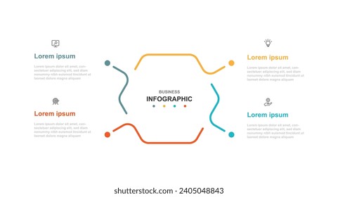 4 step process infographic template vector element with icons suitable for web presentation and business information 