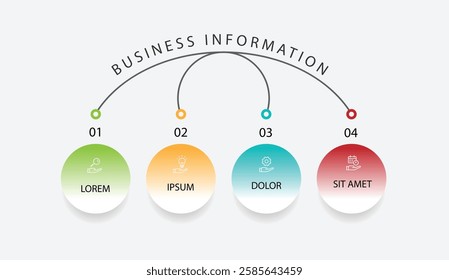 4 step process infographic template with icons suitable for business information and web presentation 