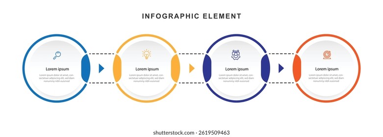 4 step process infographic template. Banner template presentation. Four table paper style. 