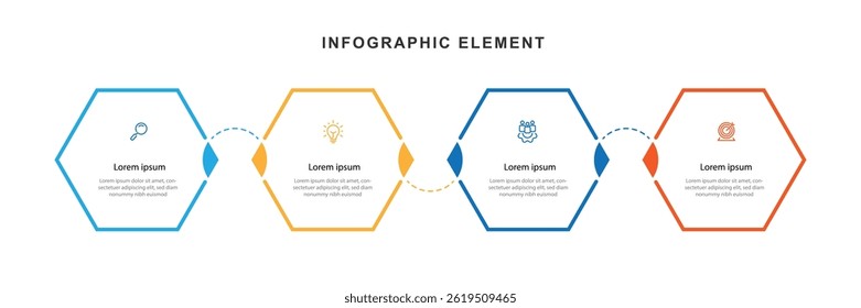 4 step process infographic template. Banner template presentation. Four table paper style. 