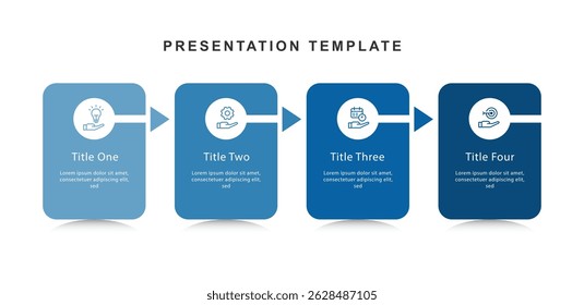 4 step process infographic template with icons suitable for business information and presentation