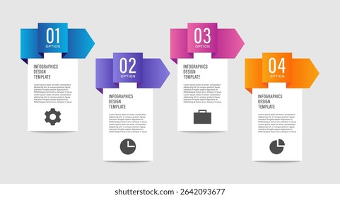 4 Step Process Infographic Template. Business and Marketing Infographic Layout with Icons and Place for Data