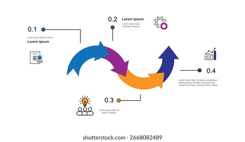 4 step process infographic template vector element with icons suitable for business information and graphic presentation