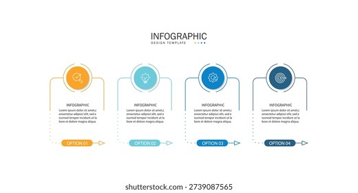 4 step or process infographic template. Business or marketing infographic with icons and space for data.