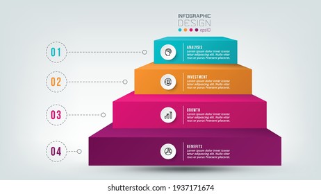 4 step process work flow infographic template.