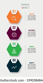 4 step process work flow infographic template.
