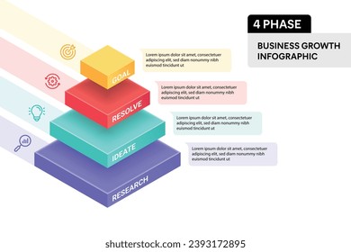 4 Schritt Pyramid Infografik. Business Process Konzept. 3D-Design-Vektorgrafik.