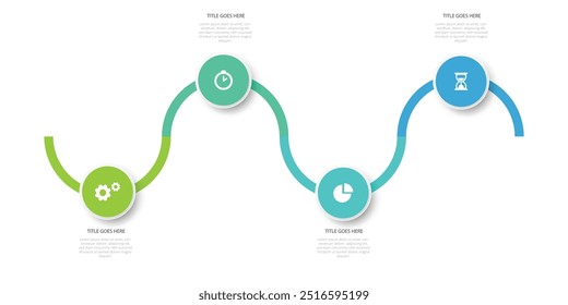 Modelo infográfico de roteiro em 4 etapas. Ilustração vetorial EPS 10.