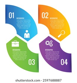 4 step stylish modern infographic chart list template editable design for business growth