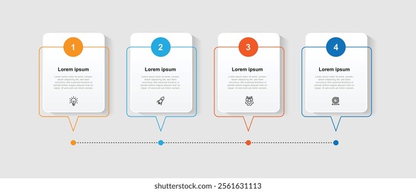 4 step table infographic template. Modern vector with paper style can be used for workflow, business presentation and web graphic design 