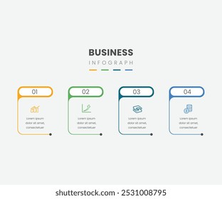 Infografía de negocio de línea delgada de 4 pasos