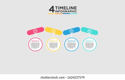 4 step timeline infographic element. Business concept with four options and number, steps or processes. data visualization. Vector illustration.
