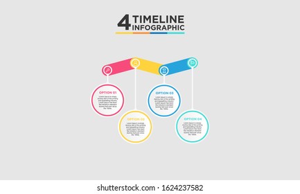 4 step timeline infographic element. Business concept with four options and number, steps or processes. data visualization. Vector illustration.