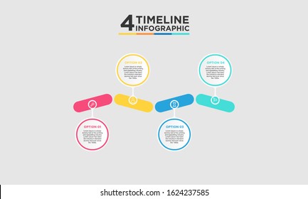 4 step timeline infographic element. Business concept with four options and number, steps or processes. data visualization. Vector illustration.
