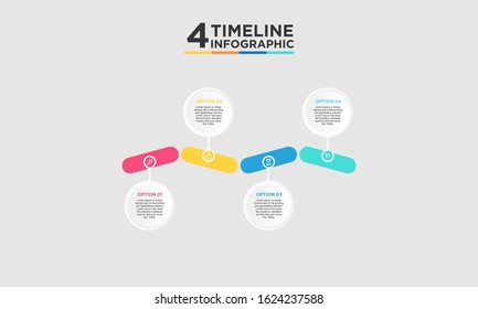 4 step timeline infographic element. Business concept with four options and number, steps or processes. data visualization. Vector illustration.