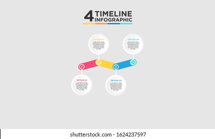 4 step timeline infographic element. Business concept with four options and number, steps or processes. data visualization. Vector illustration.