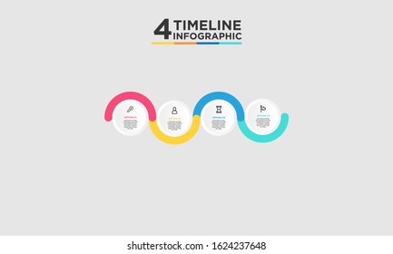4 step timeline infographic element. Business concept with four options and number, steps or processes. data visualization. Vector illustration.