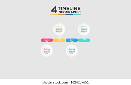 4 step timeline infographic element. Business concept with four options and number, steps or processes. data visualization. Vector illustration.