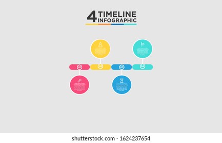 4 step timeline infographic element. Business concept with four options and number, steps or processes. data visualization. Vector illustration.