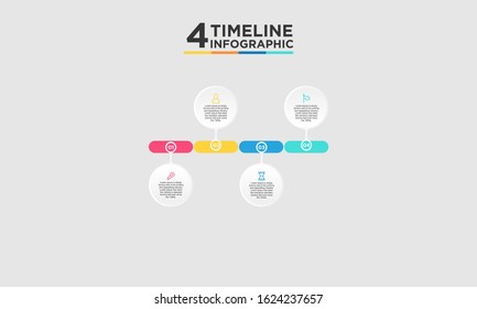 4 step timeline infographic element. Business concept with four options and number, steps or processes. data visualization. Vector illustration.