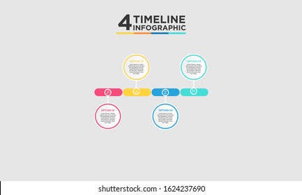 4 step timeline infographic element. Business concept with four options and number, steps or processes. data visualization. Vector illustration.