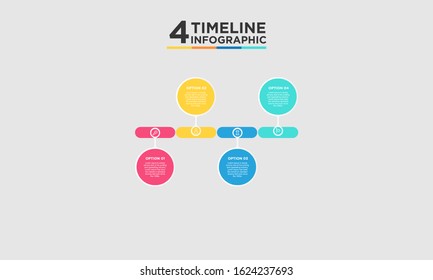 4 step timeline infographic element. Business concept with four options and number, steps or processes. data visualization. Vector illustration.