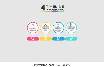 4 step timeline infographic element. Business concept with four options and number, steps or processes. data visualization. Vector illustration.