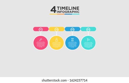 4 step timeline infographic element. Business concept with four options and number, steps or processes. data visualization. Vector illustration.