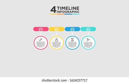 4 step timeline infographic element. Business concept with four options and number, steps or processes. data visualization. Vector illustration.