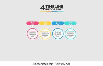 4 step timeline infographic element. Business concept with four options and number, steps or processes. data visualization. Vector illustration.