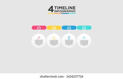 4 step timeline infographic element. Business concept with four options and number, steps or processes. data visualization. Vector illustration.