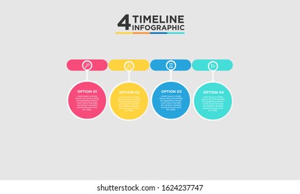4 step timeline infographic element. Business concept with four options and number, steps or processes. data visualization. Vector illustration.