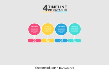 4 step timeline infographic element. Business concept with four options and number, steps or processes. data visualization. Vector illustration.