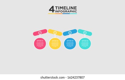 4 step timeline infographic element. Business concept with four options and number, steps or processes. data visualization. Vector illustration.