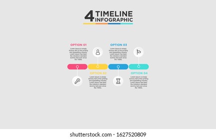 4 step timeline infographic element. Business concept with four options and number, steps or processes. data visualization. Vector illustration.