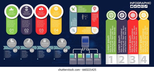 4 Step and timeline Infographic Templates for Business Vector Illustration, With 4 options, process diagram, vector eps10 illustration