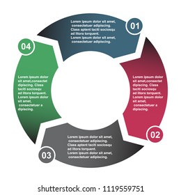 4 step vector element in four colors with labels, infographic diagram. Business concept of 4 steps or options with empty .