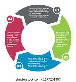 4 step vector element in four colors with labels, infographic diagram. Business concept of 4 steps or options with empty new .