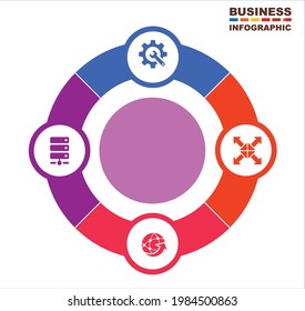 4 step vector element in four colors with labels, infographic diagram and technology icons Business concept of 4 steps or options with empty Annual report layout Process description