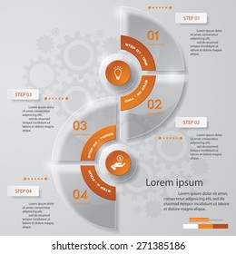 4 Steps abstract transparency template/graphic or website layout. Vector.