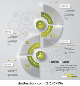 4 Steps abstract transparency template/graphic or website layout. Vector.