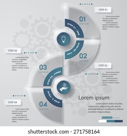 4 Steps abstract transparency template/graphic or website layout. Vector.
