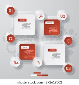 4 Steps abstract transparency template/graphic or website layout. Vector.