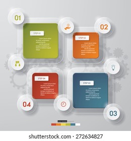 4 Steps abstract transparency template/graphic or website layout. Vector.