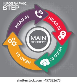 4 Steps arrow Infographic Design Elements for Your Business Vector Illustration.